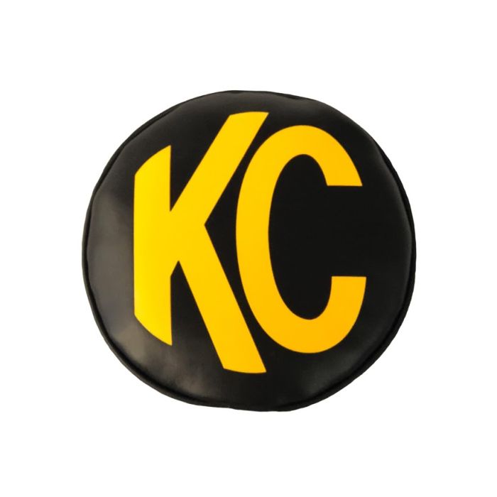KC HiLiTES 5102 6" Vinyl Covers in Black with Yellow KC Logo 