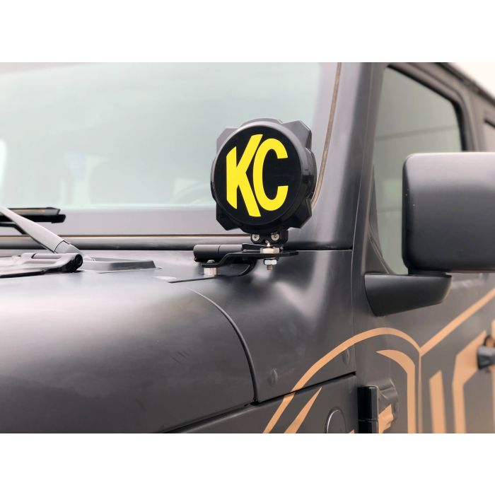 KC HiLiTES  6" Gravity Pro LED Lights with A-Pillar Mount Brackets for 18-21 Jeep Wrangler JL