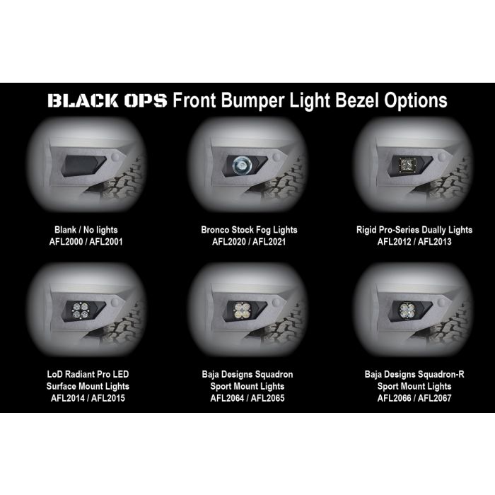 LoD Offroad  Black Ops Front Light Bezels for 21-25 Ford Bronco