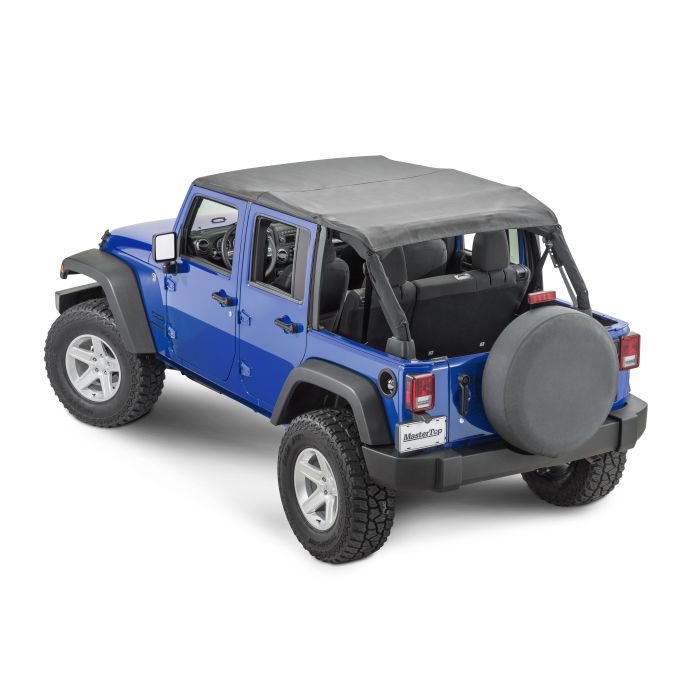 MasterTop 14310435 Bimini Top Plus w/ Header in Black Diamond for 07-18 Jeep  Wrangler JK Unlimited 4-Door