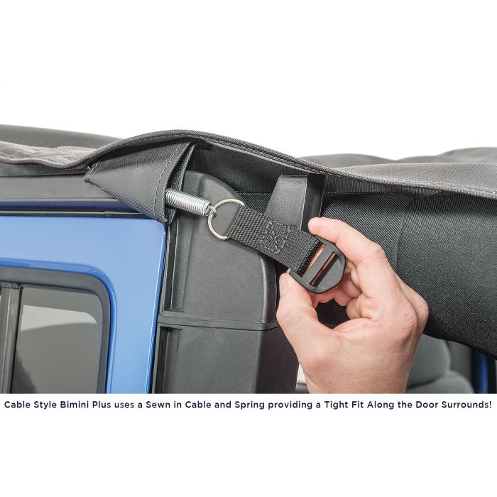 MasterTop  Cable Style Bimini Top Plus in MasterTwill® Fabric for 07-18 Jeep Wrangler JK Unlimited 4-Door