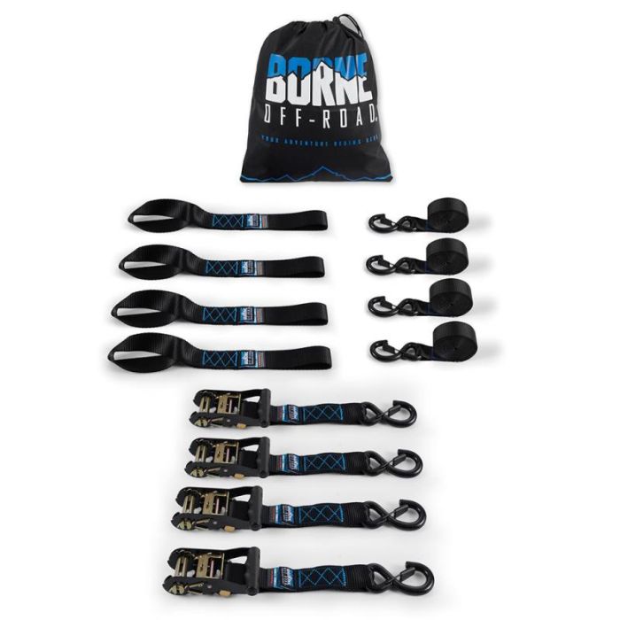 Heavy-Duty Ratchet Tie-Down Kit (4-Pack), Black