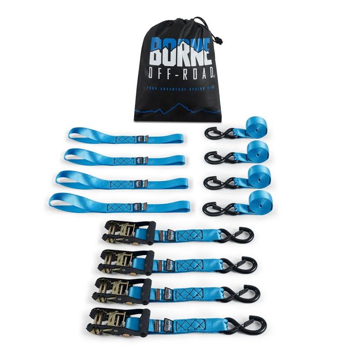 Heavy-Duty Ratchet Tie-Down Kit (4-Pack), Blue