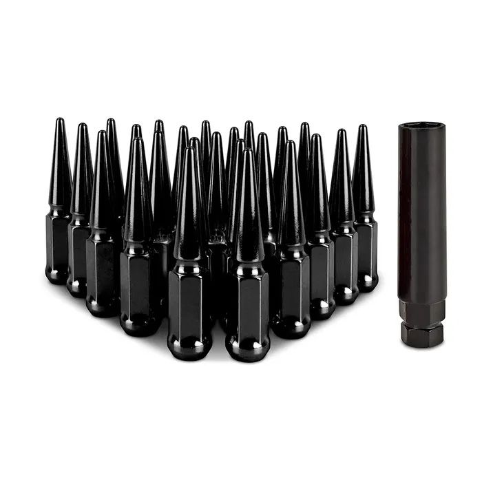Mishimoto Steel Spiked Lug Nuts M14 x 1.5, 24pc Set, Black