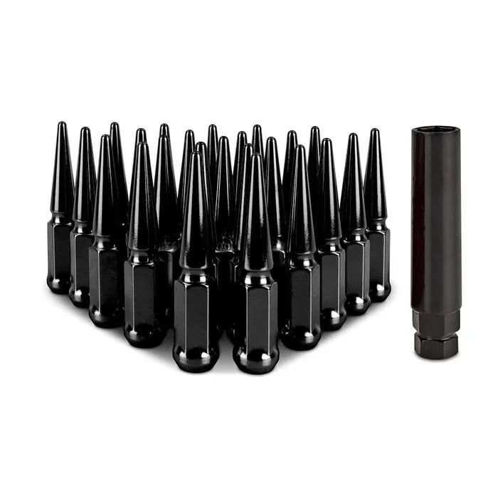 Mishimoto Steel Spiked Lug Nuts M14 x 1.5, 24pc Set, Black