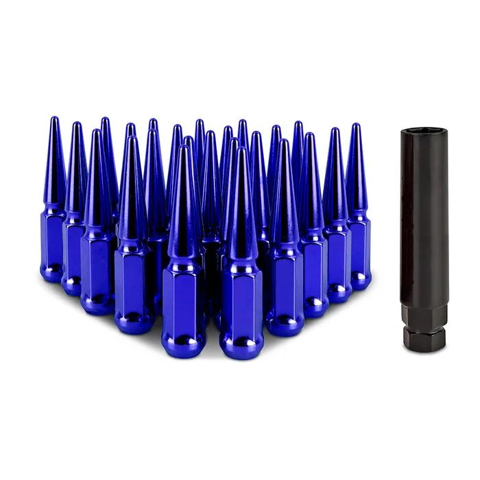 Mishimoto Steel Spiked Lug Nuts M14 x 1.5, 24pc Set, Blue