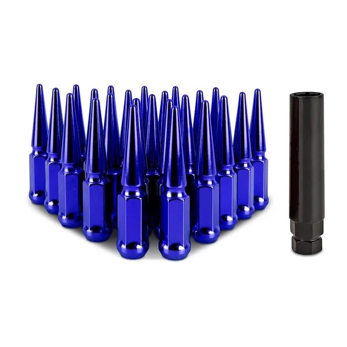 Mishimoto Steel Spiked Lug Nuts M14 x 1.5, 24pc Set, Blue