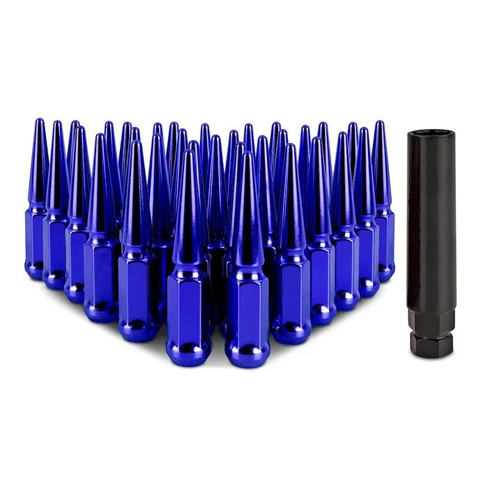Mishimoto Steel Spiked Lug Nuts M14 x 1.5, 32pc Set, Blue