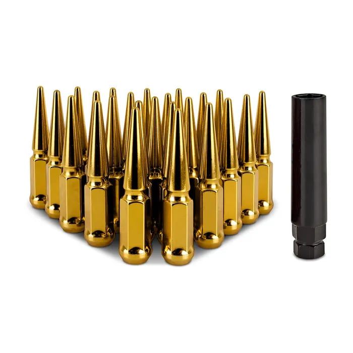 Mishimoto Steel Spiked Lug Nuts M14 x 1.5, 24pc Set, Gold