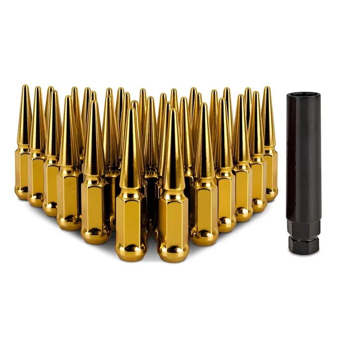 Mishimoto Steel Spiked Lug Nuts M14 x 1.5, 32pc Set, Gold