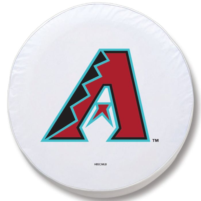 Arizona Diamondbacks Tire Cover - Size E - (29.75"x8") on White Vinyl