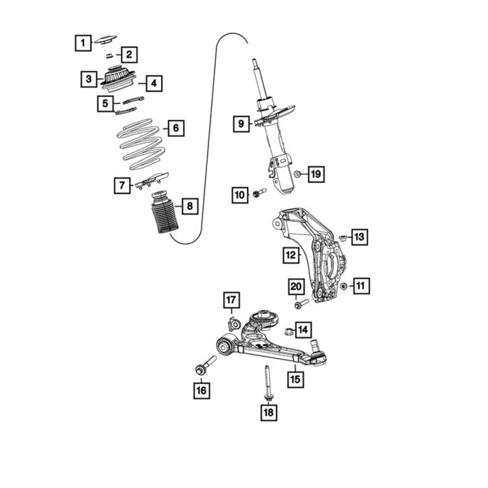 Mopar 05168088AA Front Suspension Retainer for 14-23 Jeep Cherokee KL with 2.0, 2.4L L4, & 3.2L V6 - Gas Engine