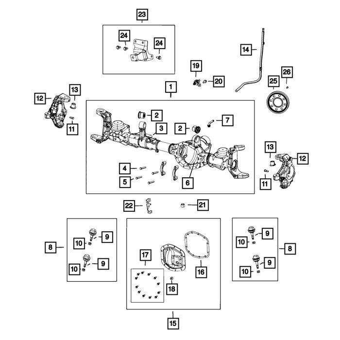 Mopar 68400405AA Axle Housing for 18-22 Jeep Wrangler JL