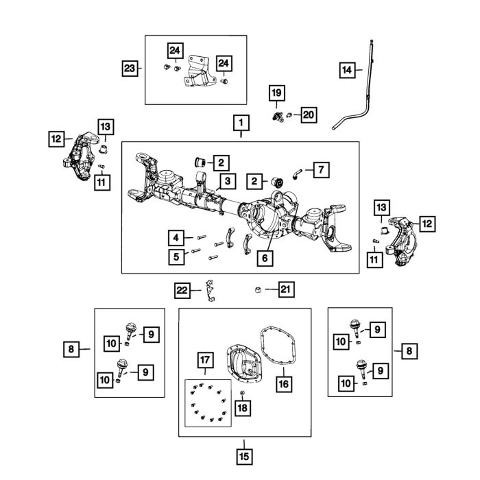 Mopar 68388729AB Axle Housing for 18-22 Jeep Wrangler JL