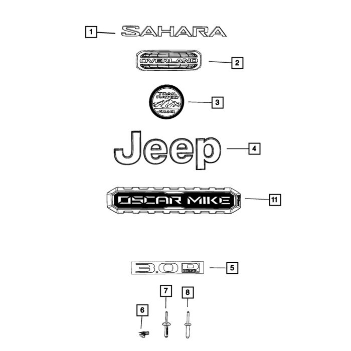 Mopar  68397097AB Front Fender "Jeep" Nameplate for 18-22 Jeep Wrangler JL 