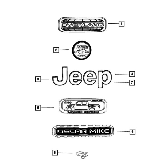 Mopar 68467213AA Tailgate Nameplate for 2020 Jeep Gladiator JT