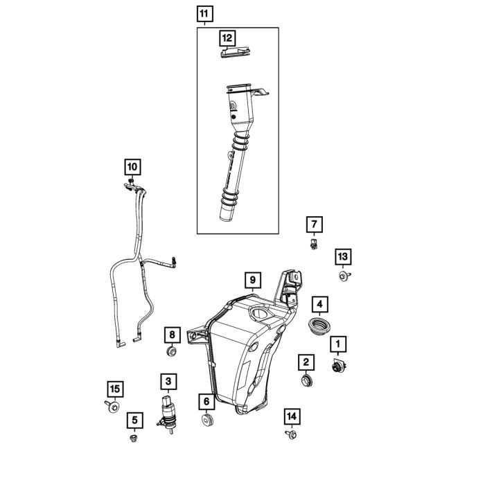 Mopar 68351570AD Washer Reservoir Filler Neck for 20-26 Jeep Wrangler JL & Gladiator JT