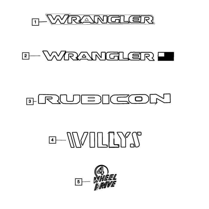 Mopar 6DZ06RXFAA Front Fender " Wrangler" Decal  for 18-26 Jeep Wrangler JL 2-Door