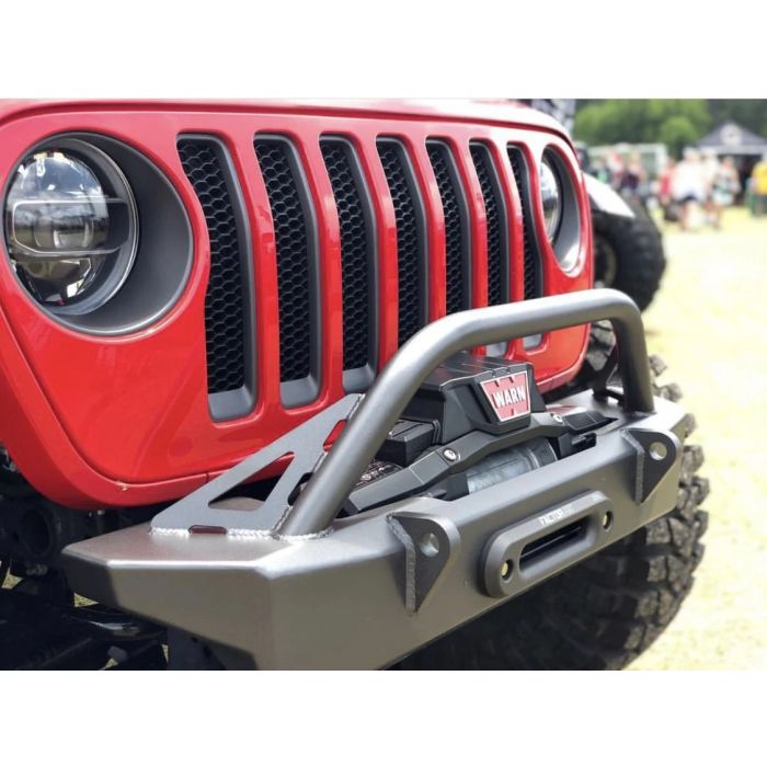 Motobilt MB1078-B Crusher Front Bumper with Bull Bar  for 18-26 Jeep Wrangler  JL  & Gladiator JT