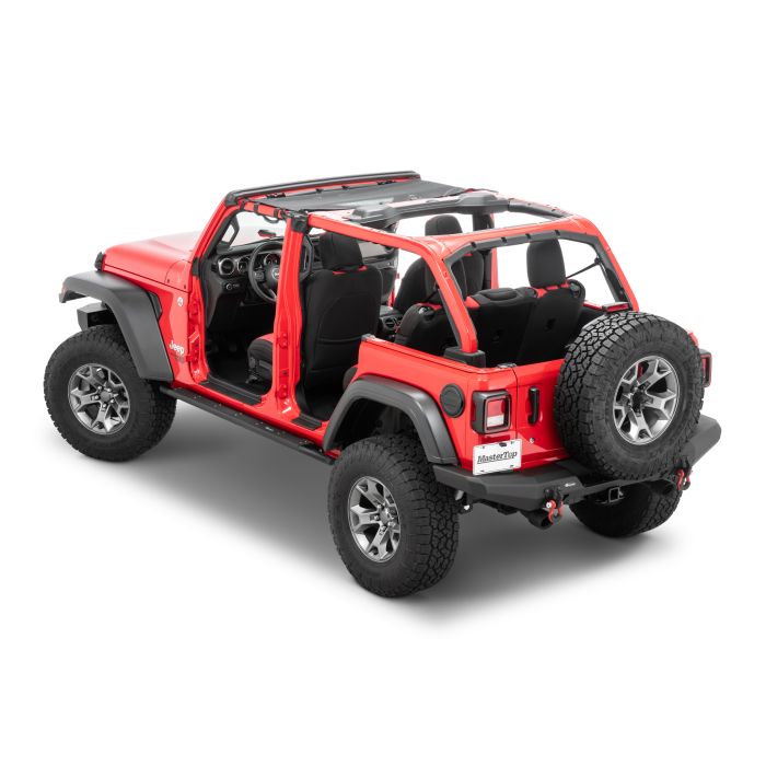MasterTop  Mesh Bimini Top with Integrated Grab Handles for 18-22 Jeep Wrangler JL & Gladiator JT
