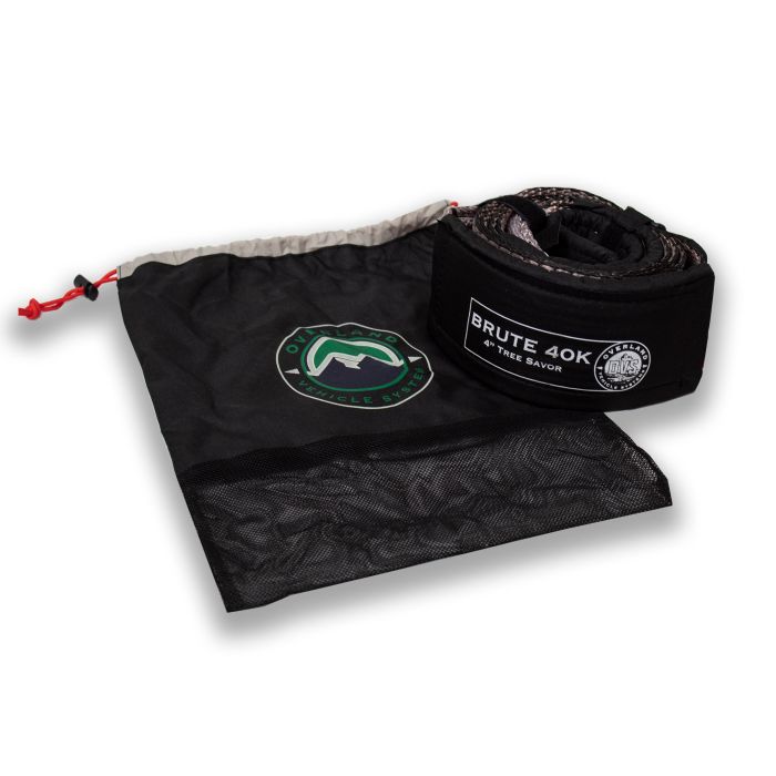 Overland Vehicle Systems 19079916 Heavy Duty 40,000 lbs Tree Saver Tow Strap in Gray with Storage Bag 