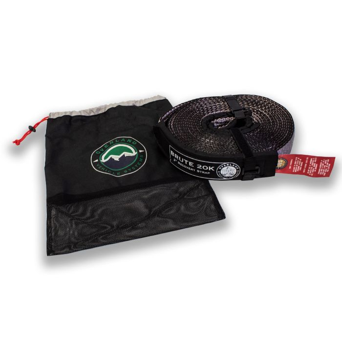 Overland Vehicle Systems  Tow Strap in Gray with Black Ends & Storage Bag 