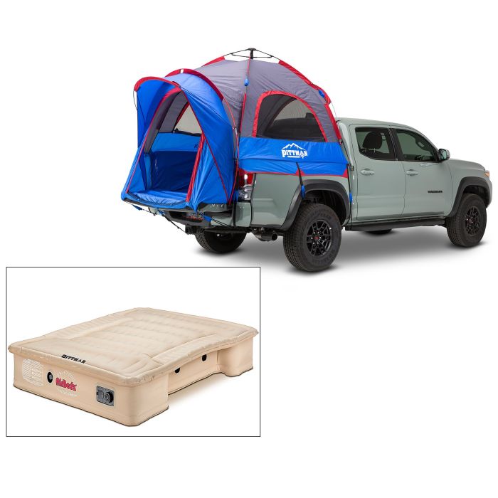 Pittman Outdoors EZ UP Truck Bed Tent with Air Bedz Inflatable Mattress Tan JT