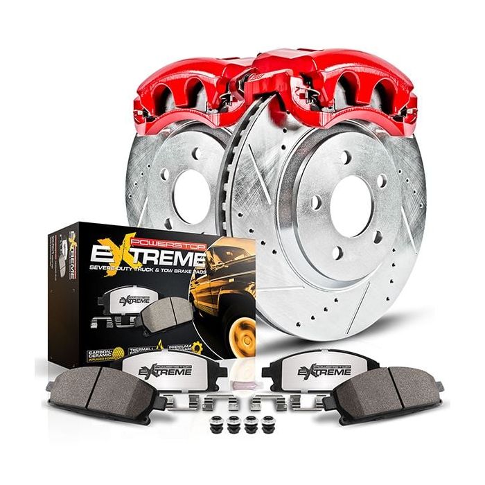 Power Stop KC7941A-36 Z36 Truck & Tow Upgrade Kit with Powder Coated Calipers for 18-24 Jeep Wrangler JL Sport