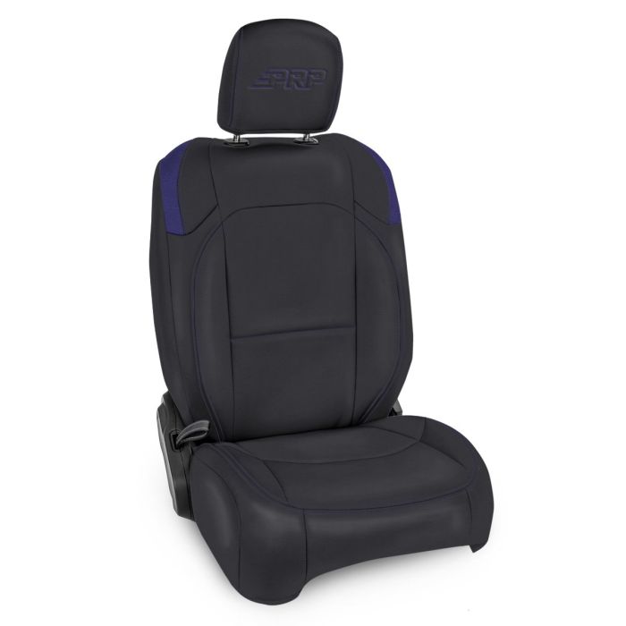 Front Seat Covers for Jeep Wrangler JLU, 4 door; Jeep Gladiator JT; with Molle Back (Pair) - Black and Purple