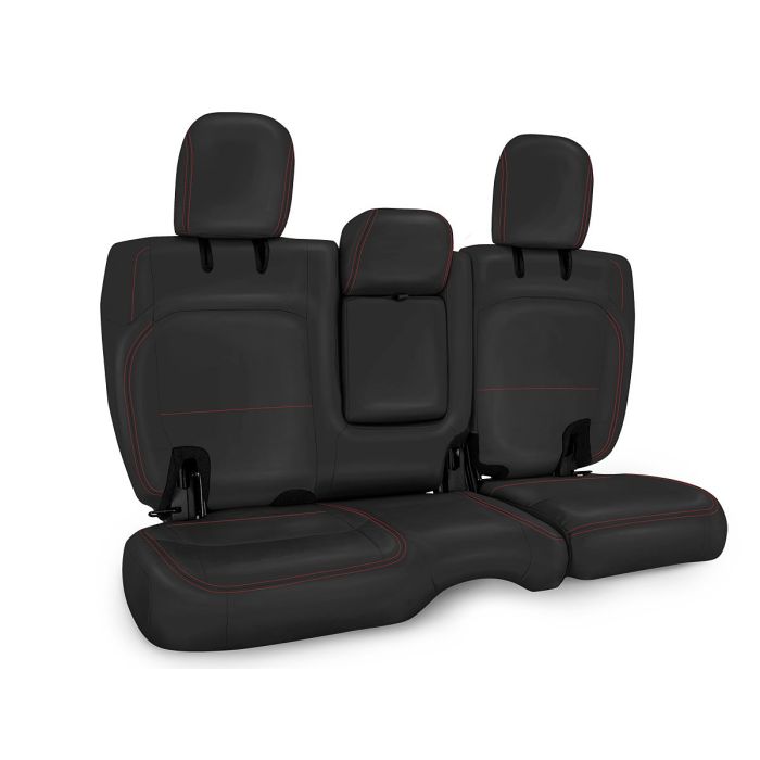 PRP RR SEAT CVR JLU LEATHER BLK RED ST