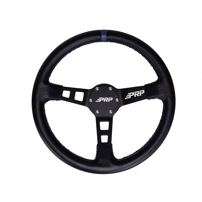 Deep Dish Leather Steering Wheel, Blue