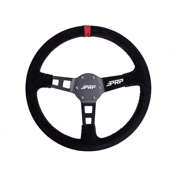 Deep Dish Suede Steering Wheel, Red