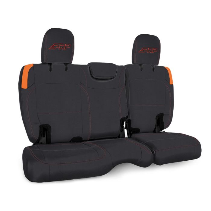 Rear Bench Cover for Jeep Wrangler JLU, 4 door with no armrest - Black and Orange