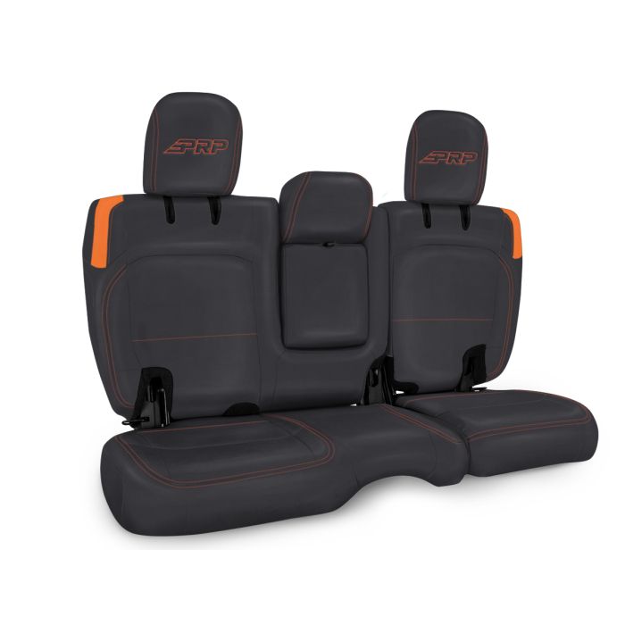 Rear Bench Cover for Jeep Wrangler JLU, 4 door with Armrest - Black and Orange