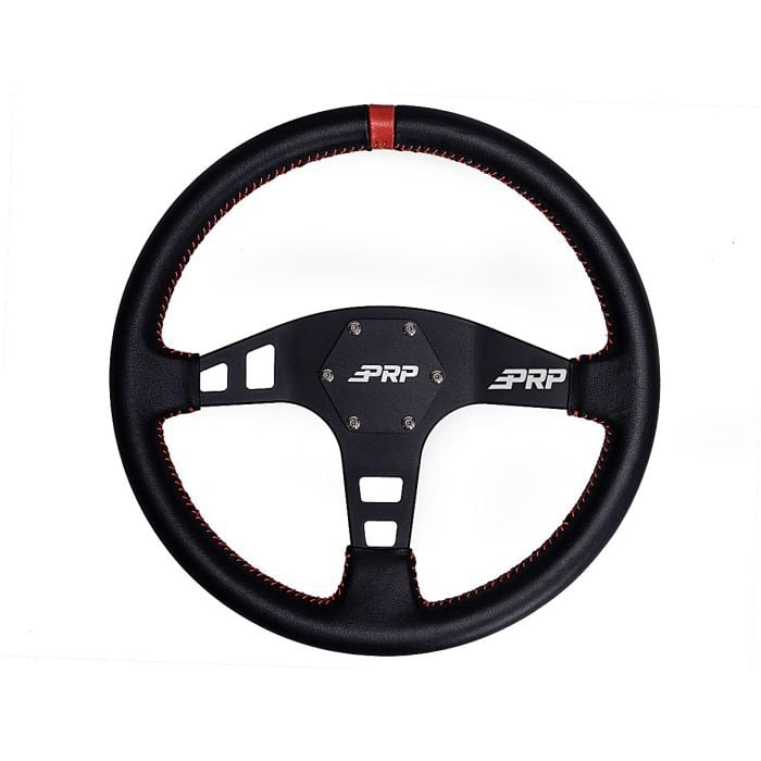 Flat Leather Steering Wheel, Red