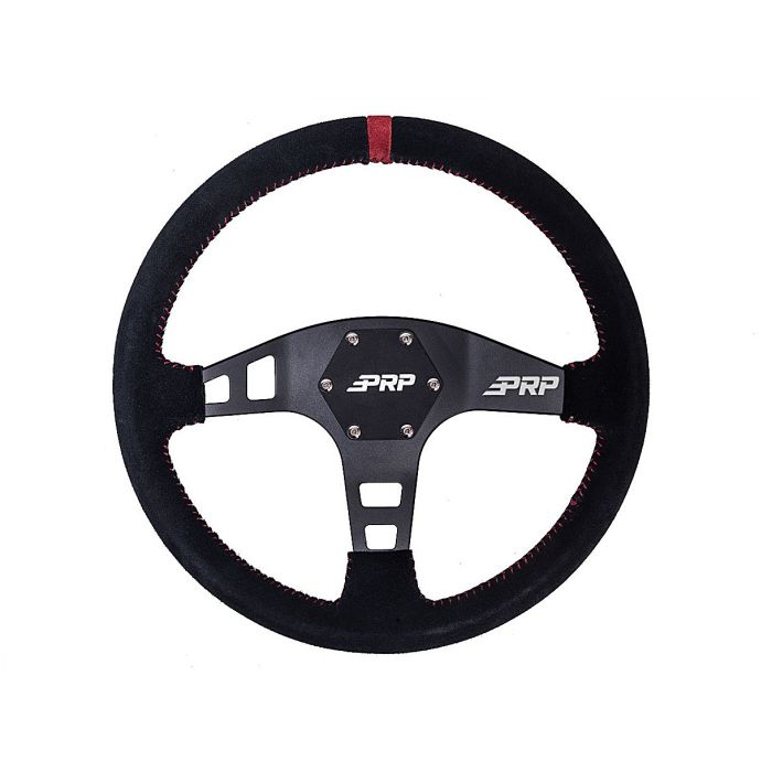 Flat Suede Steering Wheel, Red