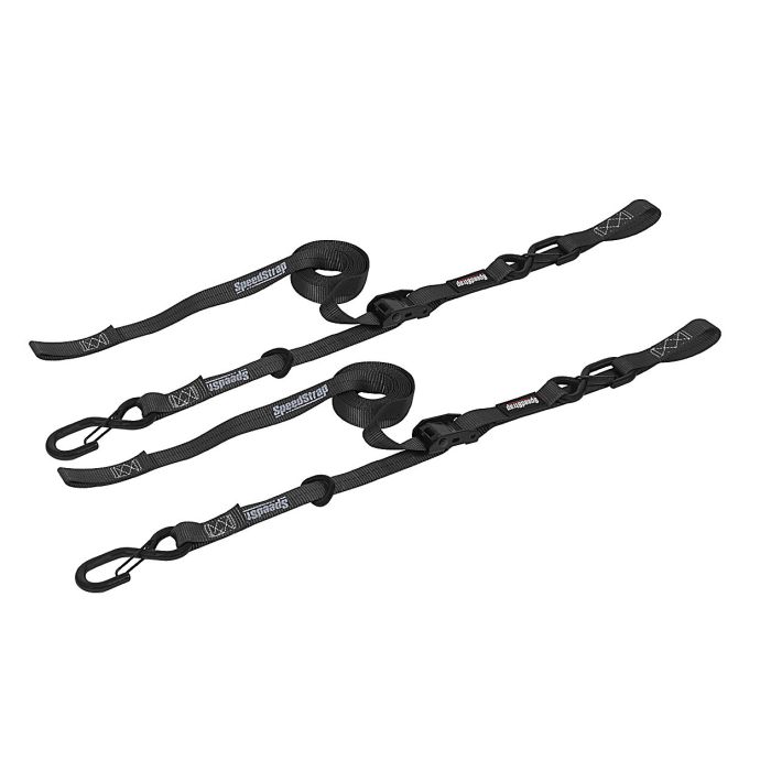 1" x 10' Cam-Lock Tie Down with Snap S-Hooks and Soft-Tie (2 Pack) - Black