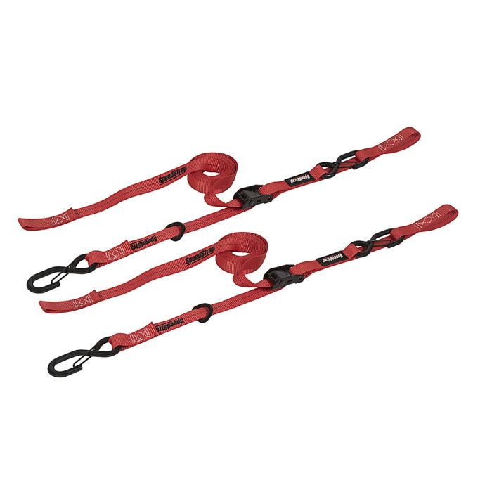 1" x 10' Cam-Lock Tie Down with Snap S-Hooks and Soft-Tie (2 Pack) - Red