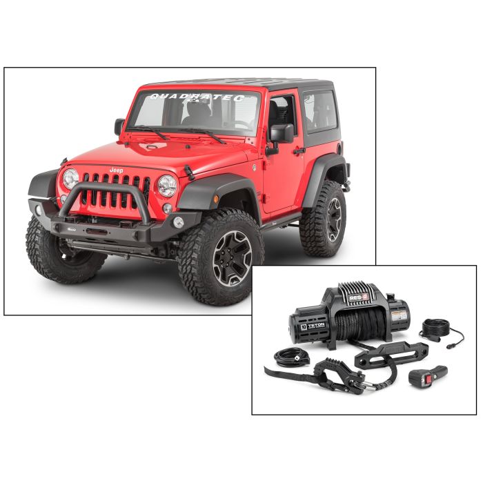 QUADRATEC MODULAR WINCH READY BUMPER JK W/RES-Q WINCH 10K WITH SYNTHETIC WINCH CABLE