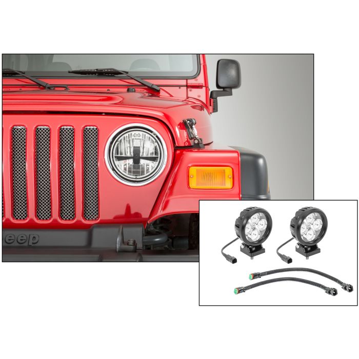 Quadratec  Stealth LED Headlights with  Hi Performance 4" Round LED Light Kit for 97-06 Jeep Wrangler TJ & Unlimited