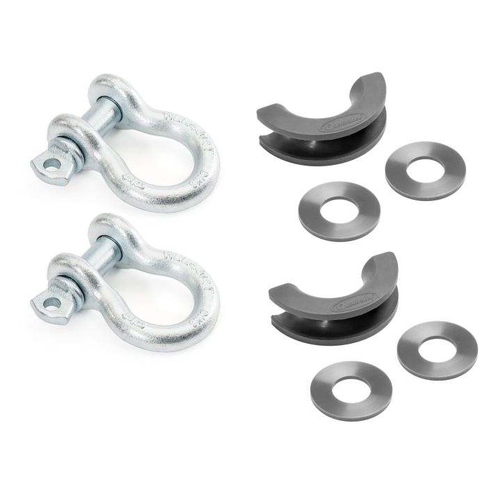 Quadratec  3/4" D-Ring Shackle Pair with Black D-ring Isolator Kit