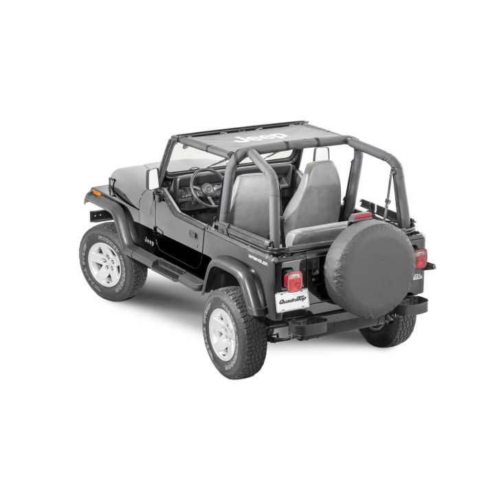 Quadratec Jeep Logo Mesh Bimini Black TJ