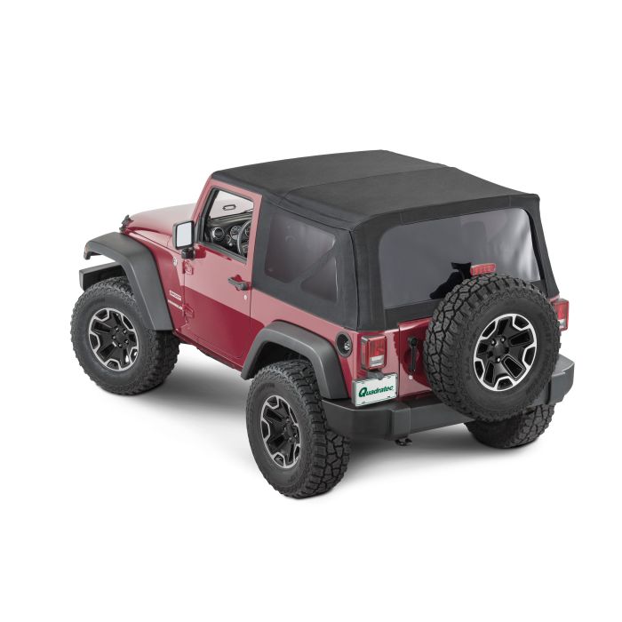 QuadraTop Premium Twill Replacement Top, Tinted Glass, 13-18 Jeep JK 2 Dr, Premium Black Twill