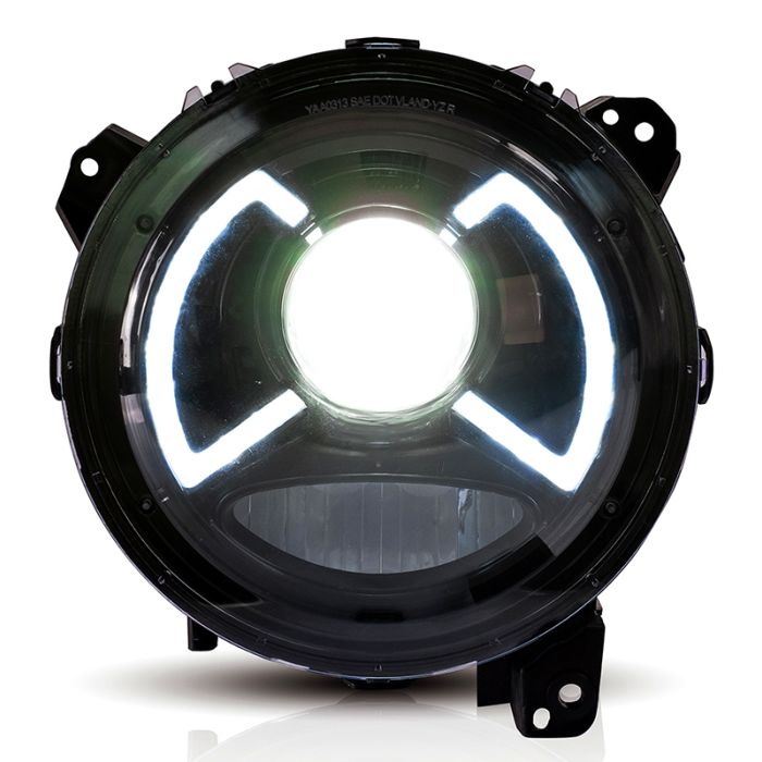 Quake LED QTE1027 9" LED Headlights with White X-Wing DRL for 18-20 Jeep Wrangler JL & 2020 Gladiator JT