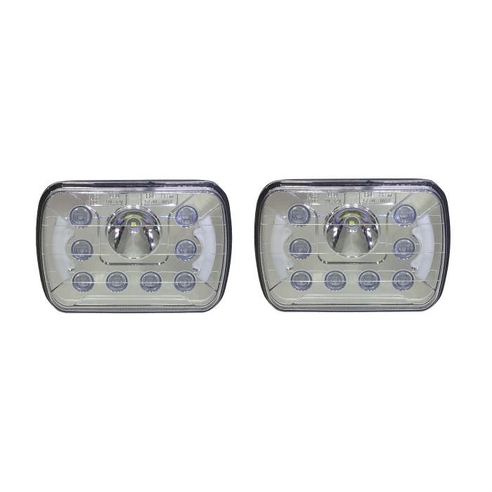 Quake LED QTE462 Tempest Half Halo 5x7" LED Headlight Kit for 84-01 Jeep Wrangler YJ, Cherokee XJ & Comanche MJ