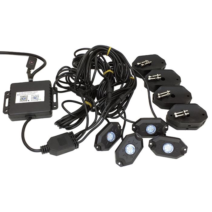 QUAKE LED 4PACK RGB ROCK LIGHTS W/BT