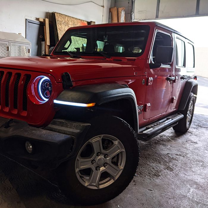 Quake LED  9.5" x 0.75" Slim Chop Kit DRL w/ Sequential Switchback Turn Signal & Side Marker Light  for 18-24 Jeep Wrangler JL & Gladiator JT