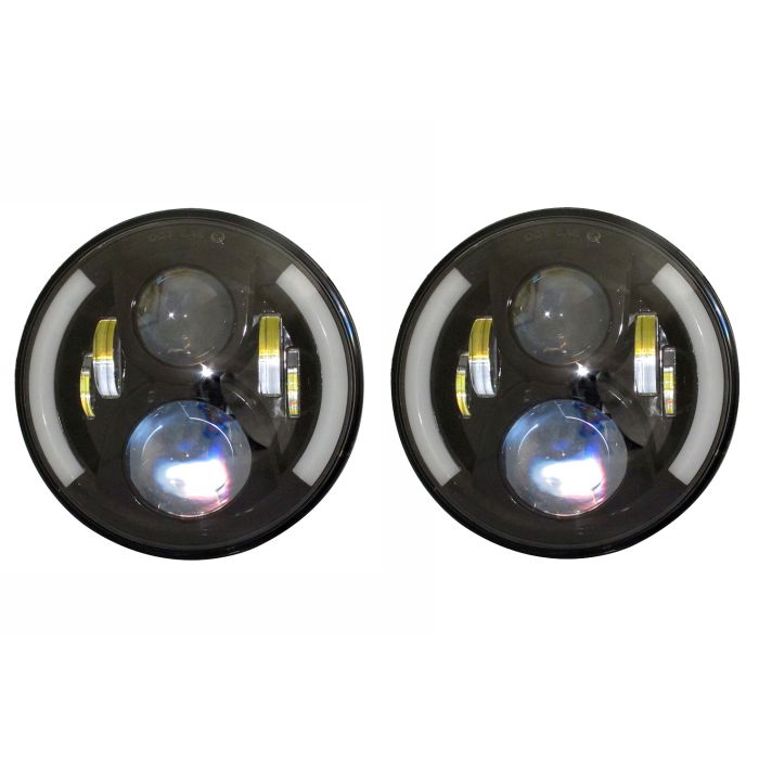 Quake LED  Tempest Half Halo 7" LED Headlight Kit for Jeep Wrangler JK, TJ & CJ