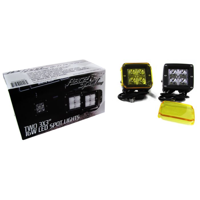 Street Series 3x3in 16W 4-LED Cube Spot Lights  w/ Amber Cover (Sold as Pair)