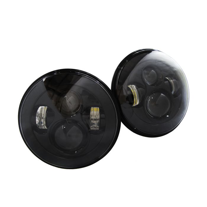 Race Sport Lighting  Blacked Out Face 7in LED Projector Conversion Kit (4x10W) for 76-18 Jeep CJ-7, Wrangler TJ & JK